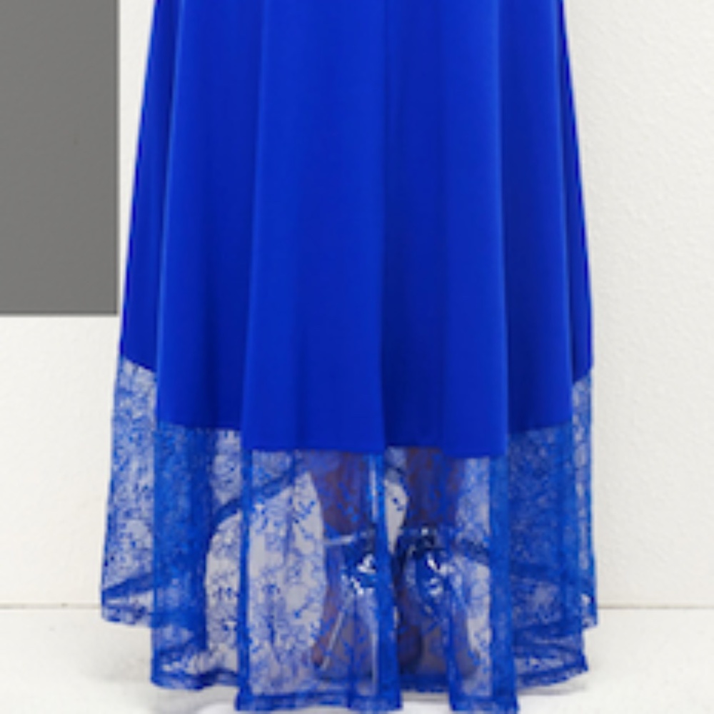 Royal Blue Sleeveless Lace Dress - Picture 4 of 9
